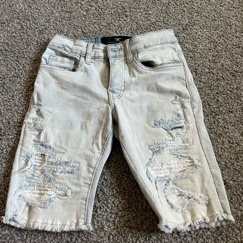 Jordan Craig Distressed Light Gray Kids Shorts